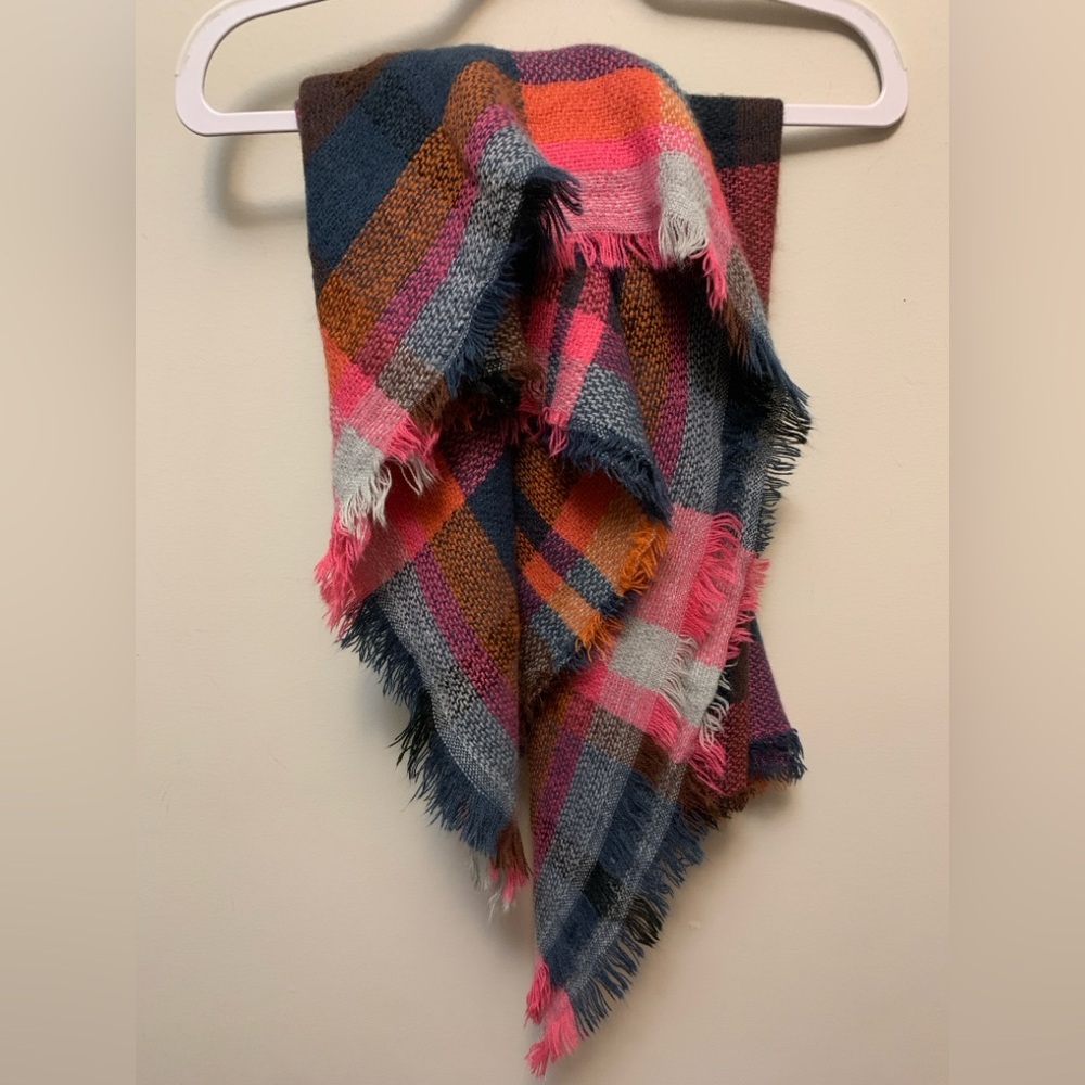 GORGEOUS Colorful Plaid Large Square Blanket/Scarf